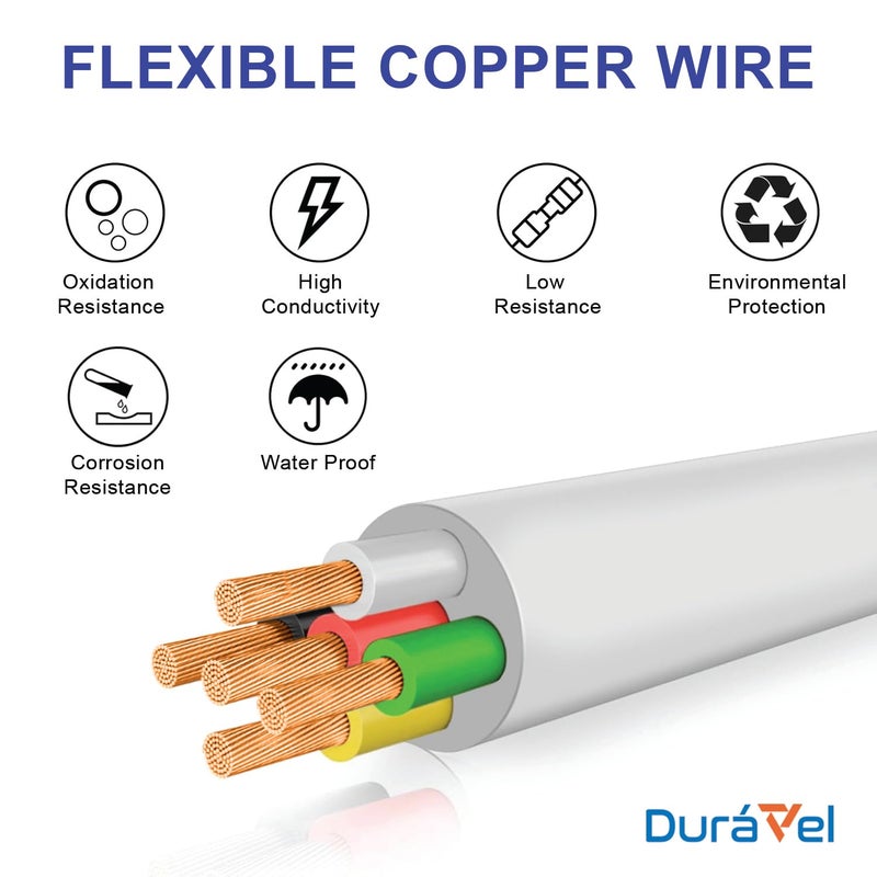 Duravel 5-Core Electrical Cable Wire, White PVC Insulated, Flexible Cable for Automotive Wiring (5 CORE 2.5 METER, 2.5MM) - Image 4